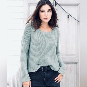 Wooden Ships Mohair Blend Loose Knit Sweater Soft Blue